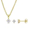 Mimi & Max Cubic Zirconia Necklace And Stud Earring Set Yellow Or White Brass 2 1/2ct Tgw In Gold
