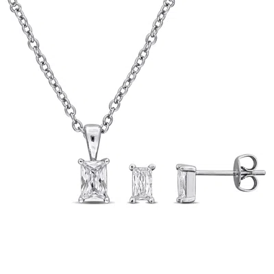 Mimi & Max Cubic Zirconia Necklace And Stud Earring Set Yellow Or White Brass 3 1/10ct Tgw