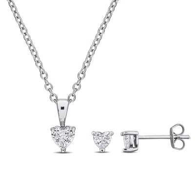 Mimi & Max Cubic Zirconia Necklace And Stud Earring Set Yellow Or White Brass 3 3/4ct Tgw In Metallic