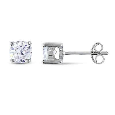 Mimi & Max Cubic Zirconia Stud Earrings In Sterling Silver