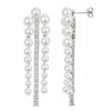 Mimi & Max Cultured Freshwater Pearl 3 4/5ct Tgw Created White Sapphire Earrings Sterling Silver In Metallic