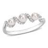 Mimi & Max Cultured Freshwater Pearl And 1/10 Ct Tdw Diamond Swirl Ring In 14k White Gold In White