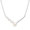 Mimi & Max Cultured Freshwater Pearl And 1/3ct Tgw Created White Sapphire Necklace In Sterling Silver In White