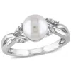 Mimi & Max Cultured Freshwater Pearl And Diamond Crossover Ring In 10k White Gold In White