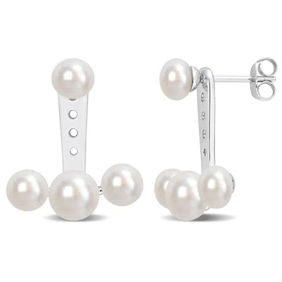 Mimi & Max Cultured Freshwater Pearl Dangle Earrings In 10k White Gold