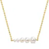 Mimi & Max Cultured Freshwater Pearl Graduated Bar Necklace In Yellow Silver In Multi