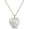 Mimi & Max Cultured Freshwater Pearl Heart Necklace 14k Yellow Gold In Multi