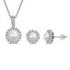 Mimi & Max Cultured Freshwater Pearl Necklace And Earring Set Yellow Or White Brass In Silver