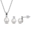 Mimi & Max Cultured Freshwater Pearl Necklace And Earring Set Yellow Or White Brass In Silver