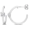 Mimi & Max Diamond Accent Crossover Motif Open Back Hoop Earrings 14k White Gold In Silver
