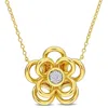 Mimi & Max Diamond Accent Flower Necklace In Yellow Plated Sterling Silver-18in In White