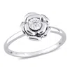 Mimi & Max Diamond Accent Flower Ring In Sterling Silver In White