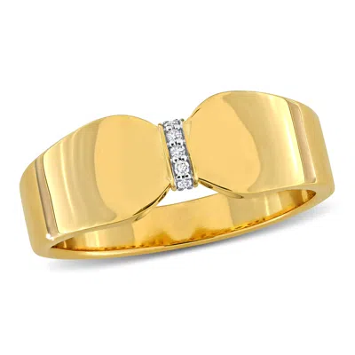 Mimi & Max Diamond Accent Ribbon Theme Ring 14k Yellow Gold