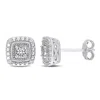 Mimi & Max Diamond Accent Square Double Halo Stud Earrings In Sterling Silver In White
