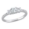Mimi & Max Diamond And Aquamarine 3-stone Ring 10k White Gold In Blue
