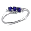 Mimi & Max Diamond And Created Blue Sapphire 3-stone Ring 10k White Gold In Blue