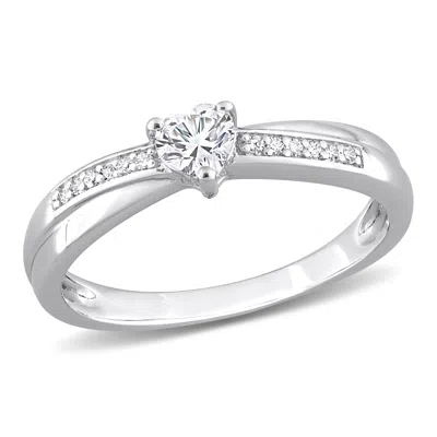 Mimi & Max Diamond And Created White Sapphire Heart Ring In Sterling Silver