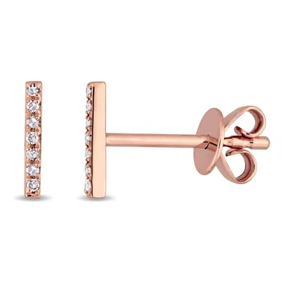 Mimi & Max Diamond Bar Earring In 14k Rose Gold In Pink