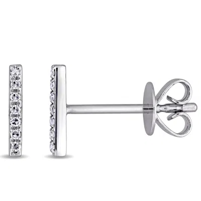 Mimi & Max Diamond Bar Earrings In 14k White Gold