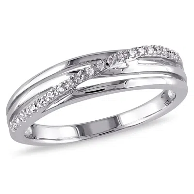 Mimi & Max Diamond Crossover Ring In Sterling Silver In White