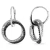 Mimi & Max Diamond Double Interlocked Circle Leverback Earrings In Sterling Silver With Black Rhodium In Multi
