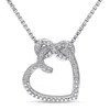 Mimi & Max Diamond Heart Infinity Pendant With Chain In Sterling Silver In White