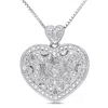 Mimi & Max Diamond Heart Locket Necklace In Sterling Silver In Silver