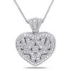 Mimi & Max Diamond Heart Locket Necklace In Sterling Silver In Silver