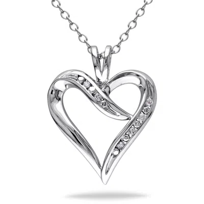 Mimi & Max Diamond Heart Necklace In Sterling Silver