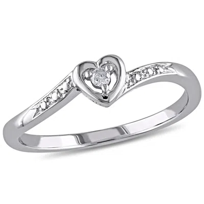Mimi & Max Diamond Heart Ring In Sterling Silver In White