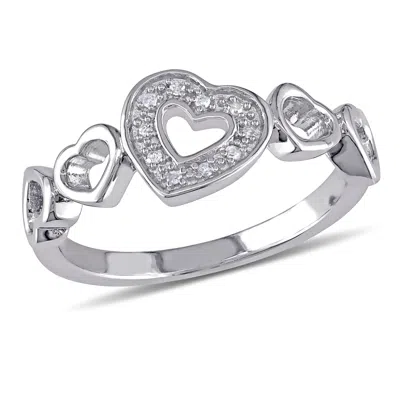 Mimi & Max Diamond Heart Ring In Sterling Silver In White
