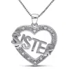 Mimi & Max Diamond Heart "sister" Necklace In Sterling Silver In White