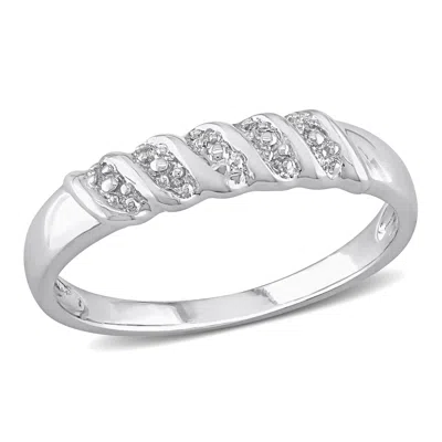 Mimi & Max Diamond Illusion Wedding Band In Sterling Silver