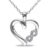 Mimi & Max Diamond Infinity Heart Necklace In Sterling Silver In Silver