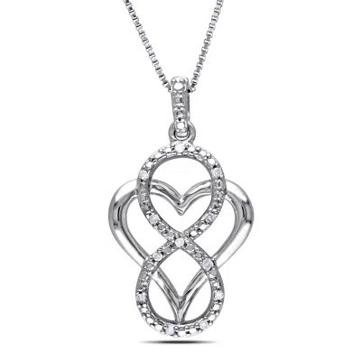 Mimi & Max Diamond Infinity Heart Necklace In Sterling Silver In Neutral