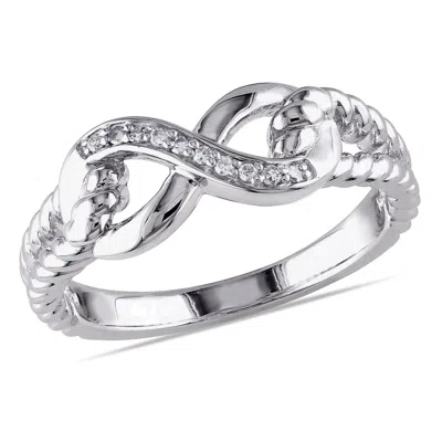 Mimi & Max Diamond Infinity Link Ring In Sterling Silver In White