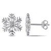 Mimi & Max Diamond Snowflake Stud Earrings In Sterling Silver In White