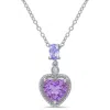 Mimi & Max Diamond, Tanzanite, And Heart Shaped Amethyst Necklace In Sterling Silver In Blue