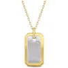 Mimi & Max Dog Tag Necklace In 10k Two-tone Yellow And White Gold-18 In In Silver