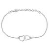 Mimi & Max Double Heart Charm Bracelet W/ Lobster Clasp - 7+1 In. In White