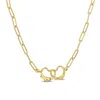 Mimi & Max Double Heart Clasp Paperclip Link Necklace In Yellow Sterling Silver - 20 In In Yellow