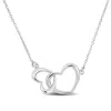 Mimi & Max Double Heart Charm Necklace In Sterling Silver - 16.5+1 In. In White