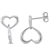 Mimi & Max Double Heart Drop Earrings In Sterling Silver In White