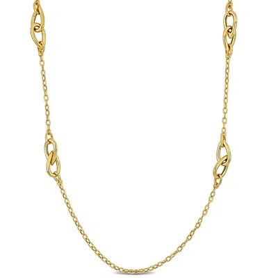 Mimi & Max Double Pear Shape Link Station Necklace In Yellow Silver- 23+2 In.