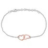 Mimi & Max Double Rose Heart Charm Bracelet In Rose And Sterling Silver - 7+1 In. In Multi
