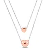 Mimi & Max Double Strand Two-heart Rose Necklace W/lobster Clasp Sterling Silver - 16+18 In. In Pink