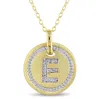 Mimi & Max E Initial Diamond Accent Pendant With Chain In Yellow Plated Sterling Silver In Silver