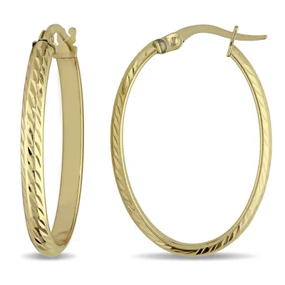 Mimi & Max Edged Hinged Hoop Earrings In Textured 10k Yellow Gold