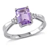 Mimi & Max Emerald Cut Amethyst Ring With Diamonds 10k White Gold In Purple