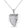 Mimi & Max Engraved Filigree Heart Locket Pendant With Chain In Sterling Silver In Silver